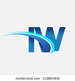 initial letter IW logotype company name colored blue and swoosh design. vector logo for business and company identity.