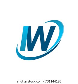 initial letter IW logotype company name colored blue swoosh design concept. vector logo for business and company identity.