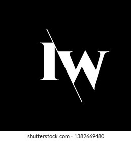 Initial Letter IW Monogram Sliced. Modern logo template isolated on black background