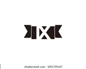 Initial letter ix black ribbon logo design