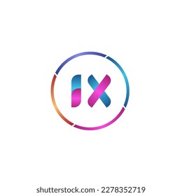 Initial letter IX curve rounded logo, gradient vibrant colorful glossy colors