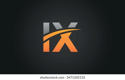 Initial Letter IX Logo Design mit Swoosh. Kreatives und modernes IX-Logo-Design auf schwarzem Hintergrund.