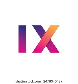 Initial Letter IX Logo Lowercase, magenta und orange, modernes und einfaches Logo-Design