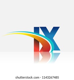 initial letter IX logotype company name colored red and blue and swoosh design. vector logo for business and company identity.
