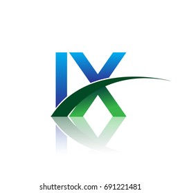 initial letter IX logotype company name colored blue and green swoosh design. vector logo for business and company identity.
