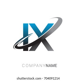 initial letter IX logotype company name colored blue and grey swoosh design. logo design for business and company identity.