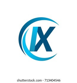 initial letter IX logotype company name blue circle and swoosh design. vector logo for business and company identity.