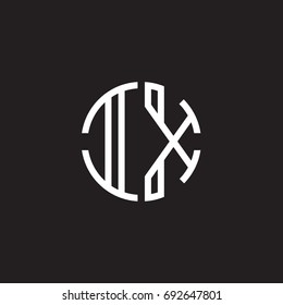 Initial letter IX, minimalist line art monogram circle shape logo, white color on black background