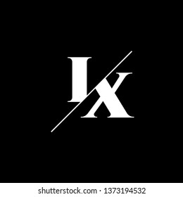 Initial Letter IX Monogram Sliced. Logo template isolated on black background