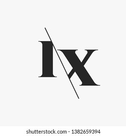 Initial Letter IX Monogram Sliced. Modern logo template isolated on gray background