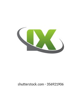initial letter IX swoosh ring company logo green gray