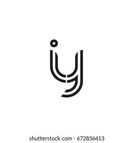 Initial letter iy, linked outline rounded lowercase, monogram black