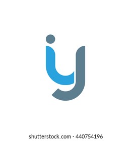 initial letter iy linked round lowercase logo blue