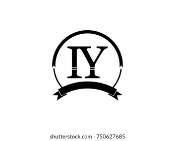 initial letter IY logo monogram retro black