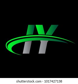 initial letter IY logotype company name colored green and black swoosh design. vector logo for business and company identity.
