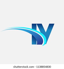 initial letter IY logotype company name colored blue and swoosh design. vector logo for business and company identity.