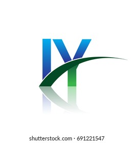 initial letter IY logotype company name colored blue and green swoosh design. vector logo for business and company identity.
