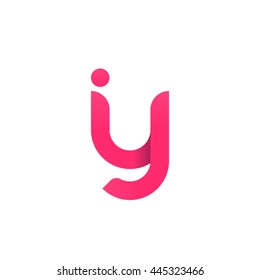 initial letter iy modern linked circle round lowercase logo pink