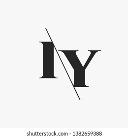 Initial Letter IY Monogram Sliced. Modern logo template isolated on gray background