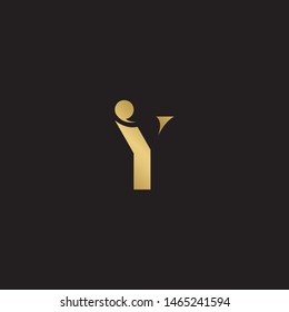 Initial letter iy i y  uppercase modern logo design template elements. Gold letter Isolated on black  background. Suitable for business, consulting group company.