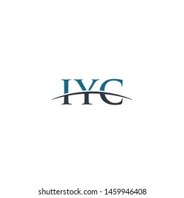 Initial letter IYC, overlapping movement swoosh horizon logo company design inspiration in blue and gray color vector