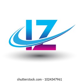 initial letter IZ logotype company name colored blue and magenta swoosh design. vector logo for business and company identity.

