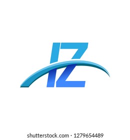 initial letter IZ logotype company name colored blue and swoosh design. vector logo for business and company identity.
