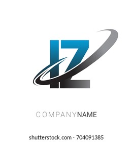 initial letter IZ logotype company name colored blue and grey swoosh design. logo design for business and company identity.