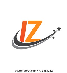 initial letter IZ logotype company name colored orange and grey swoosh star design. vector logo for business and company identity.