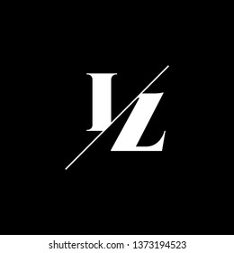 Initial Letter IZ Monogram Sliced. Logo template isolated on black background