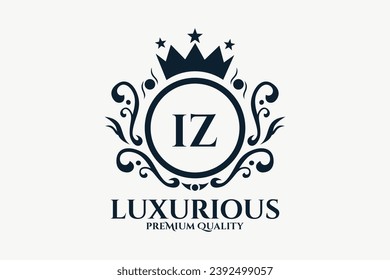 Initial  Letter IZ Royal Luxury Logo template in vector art for luxurious branding  vector illustration.