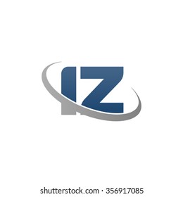 initial letter IZ swoosh ring company logo blue gray