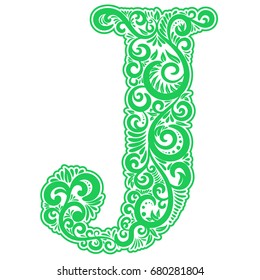 Initial letter "J" in abstract ornament