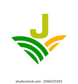 Initial Letter J Agriculture Logo Concept For Farming Symbol Vector Template