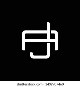 Initial letter A and J, AJ, JA, overlapping interlock monogram logo, white color on black background