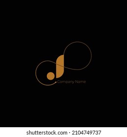 Initial letter J or alphabet J. Simple outline vector logo design with infinity symbol