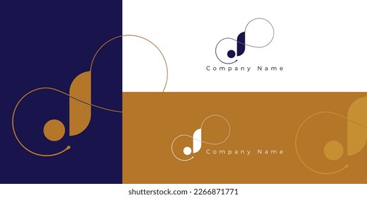 Initial letter J or alphabet J. Simple outline vector logo design with infinity symbol