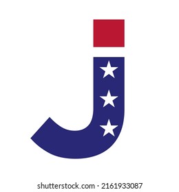 Initial Letter J American Logo for Business, Corporate and Company Identity. USA American Logo on Letter J Vector Template