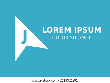 Initial Letter J with Arrow Logo Design Inspiration in blue background.