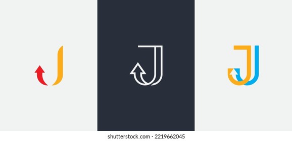 initial Letter J Arrow Logo Concept sign icon symbol Element Design. Financial, Business, Trade, Consulting Logotype. Vector illustration