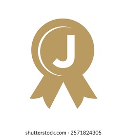 Initial Letter J Award Ribbon Symbol Vector Template