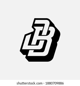 Initial letter J, B, JB or BJ overlapping, interlock, monogram logo, white and black color on white background