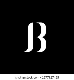 Initial letter J B or  R logo template with classic rounded square illustration in flat design monogram symbol