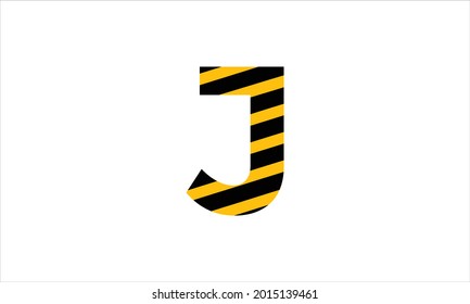 Letra inicial J cinta de advertencia negra y amarilla símbolo de diseño de logotipo de icono minimalista plano