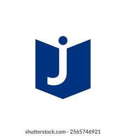 Initial letter J book logo template blue	