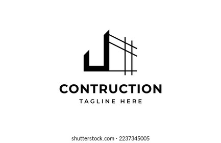 Letra inicial j logotipo de construcción de edificio, icono, símbolo