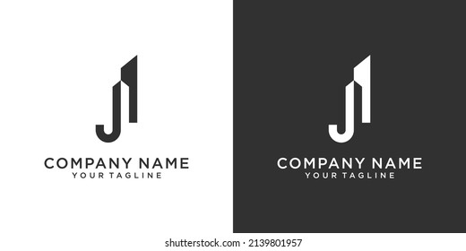 Initial letter J with building vector logo design