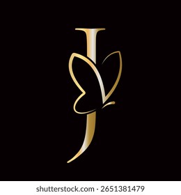 Initial Letter J Butterfly Logo Design Concept For Fashion, Cosmetics and Beauty Symbol