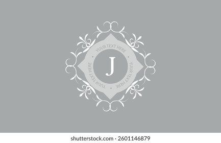 Initial letter J. Calligraphic monogram coat of arms. Luxury elegant logo design for cafes, hotels, businesses, restaurants, boutiques.