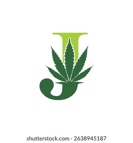 Initial Letter J with Cannabis Leaf